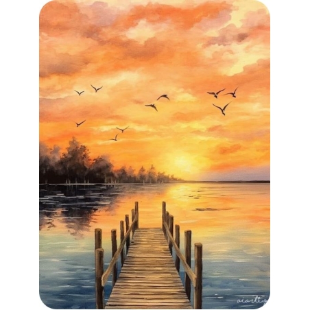 Залез при езерото