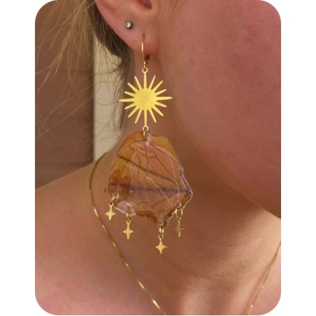 Златисти обеци с пеперудени крила