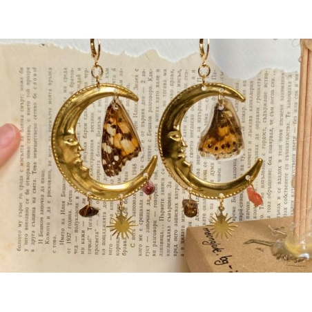 Gold earrings with moons