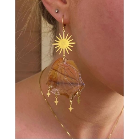 Gold earrings with butterfly wings