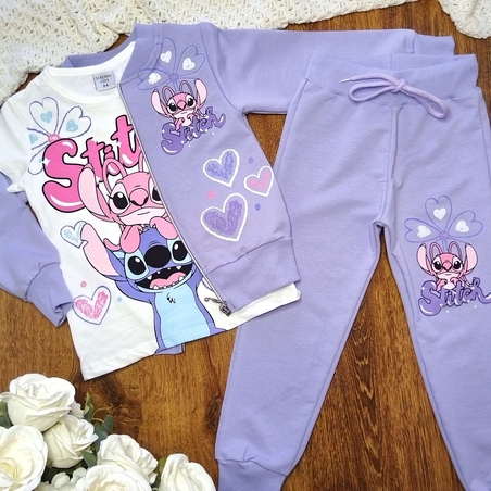 Комплект с тениска Стич в лилаво