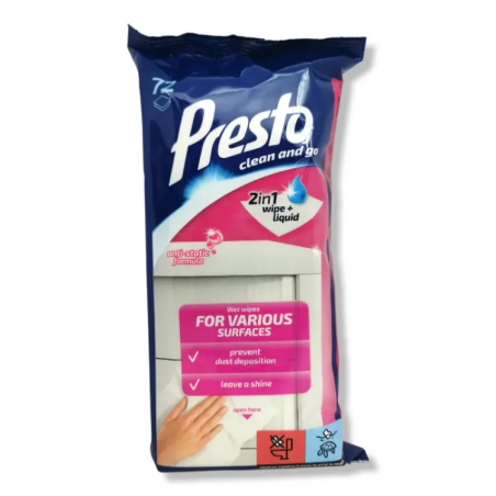 Кърпи мокри 72бр. за мебели Presto Clean