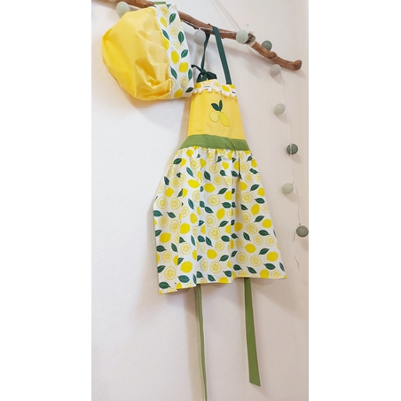 Комплект ретро престилка с шапка Лимони