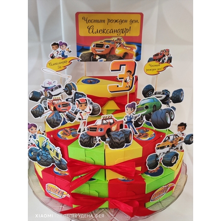 Картонена торта  ПЛАМЪЧКО И МАШИНИТЕ 5 /  BLAZE AND MONSTERS  5