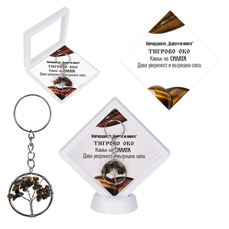 Ключодържател  Дървото на живота ТИГРОВО ОКО в рамка