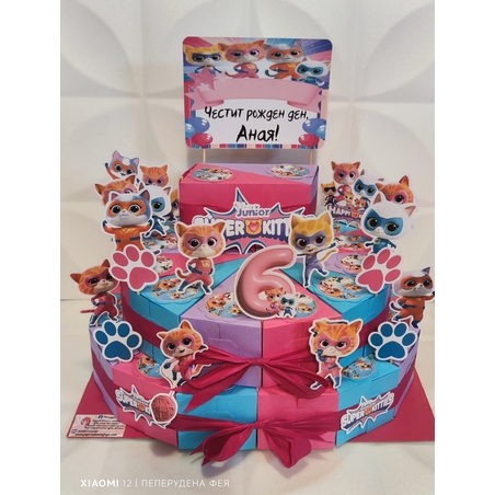 Картонена торта СУПЕР КОТЕТА/  SUPER KITTIES