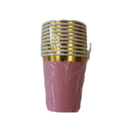 ПАРТИ ЧАШКИ  РОЗОВИ СЪС ЗЛАТЕН КАНТ