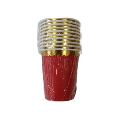 ПАРТИ ЧАШКИ  ЧЕРВЕНИ СЪС ЗЛАТЕН КАНТ