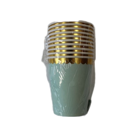 ПАРТИ ЧАШКИ СВЕТЛО СИНИ СЪС ЗЛАТЕН КАНТ