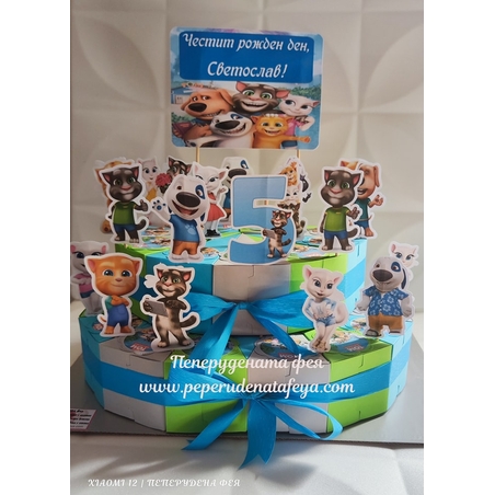 Картонена торта ТОМ И АНДЖЕЛА / Tom and Anjela