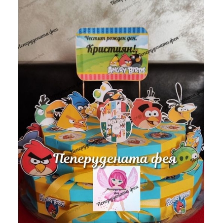 Картонена торта Енгри Бърдс 2 / Angry Birds