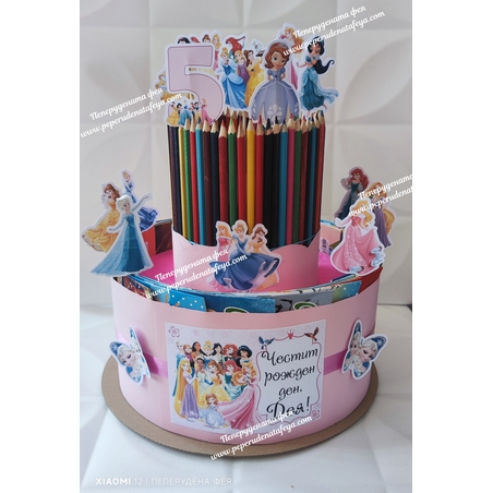 Торта от книжки и моливи ДИСНИ ПРИНЦЕСИ 15  / Disney Princess