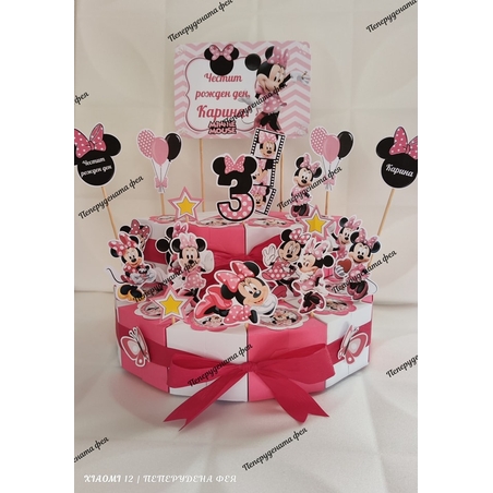 Картонена торта Мини Маус 3 / Minnie Mouse
