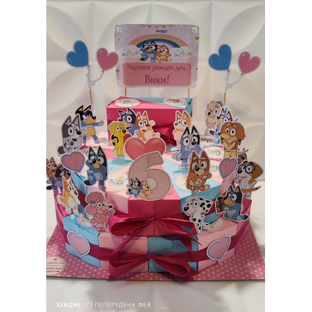 Картонена торта Блу и Бинго 18 / Bluey and Bingo 18