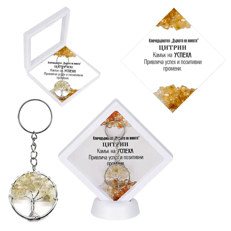Ключодържател  Дървото на живота ЦИТРИН в рамка