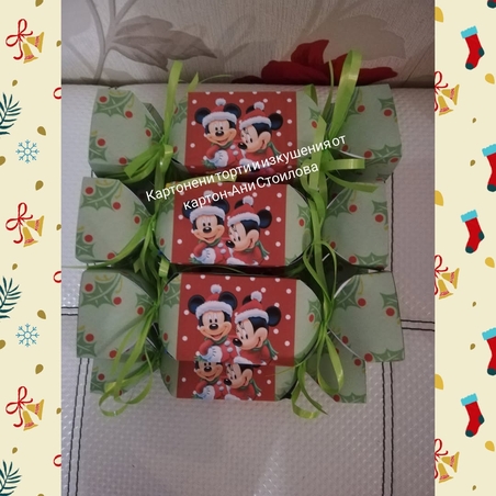 Коледен  картонен бонбон Мики Маус и Мини маус  / Mickey Mouse and minnie mouse