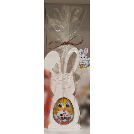 Керамичен заек голям с шоколадово яйце Киндер