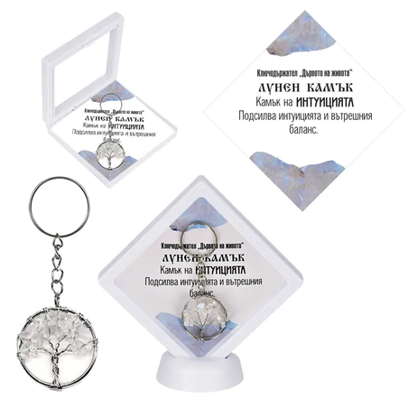 Ключодържател  Дървото на живота  ЛУНЕН КАМЪК- в рамка