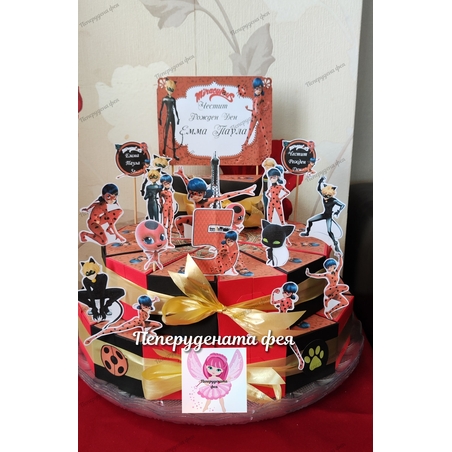 Картонена торта Калинката и черният котарак / Miraculous