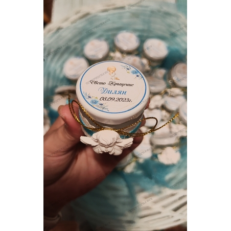 Бурканче с мед с керамично ангелче