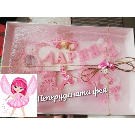 Керамично пано за момиченце в бял и бебешко розов цвят