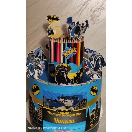 Торта от книжки и моливи БАТМАН 12 / Batman