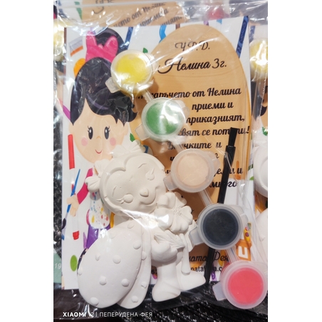 КАЛИНКА С ЦВЕТЕ за оцветяване С / БЕЗ  магнит - 1бр. фигурка + 5бр. боички+ 1бр. четка