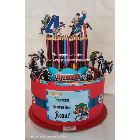 Торта от книжки и моливи Отмъстители / Avengers
