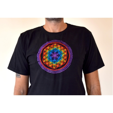 Flower of Life mandala Embroidery T-shirt