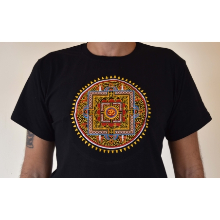 Buddha mandala with OM (handmade embroidery T-shirt)