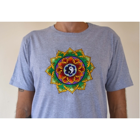 Double Lotus with Yin and Yang Embroidery T-shirt