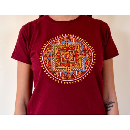 Buddha mandala with OM Embroidery T-shirt