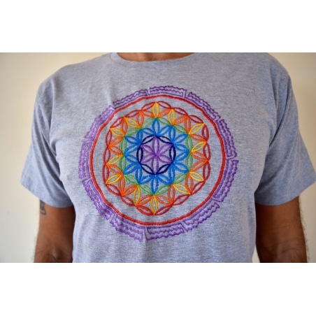 Flower of Life mandala Embroidery T-shirt