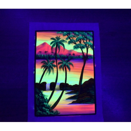 Hanmade UV LED Painting ''Tropical Sunset