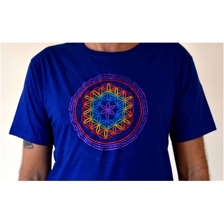 Flower of Life mandala Embroidery T-shirt