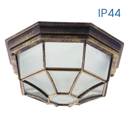 Плафониера BERLIN ∙ 1 x E27 ∙ антично злато ∙ IP44