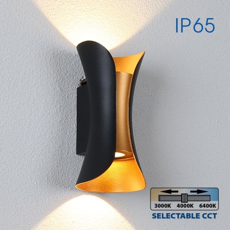 LED осветително тяло BOSTON LED ∙ 10W ∙ черно/златно ∙ CCT-switch ∙ 3000K-4000K-6400K ∙ IP65
