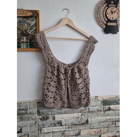 Летен Ръчно Плетен Елек/Болеро с Елегантен Блясък-Модел 