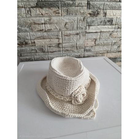 Hand Knitted Cowboy Hat - Vintage Western Style