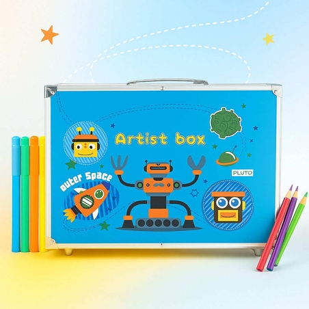 Комплект за рисуване в куфар - син