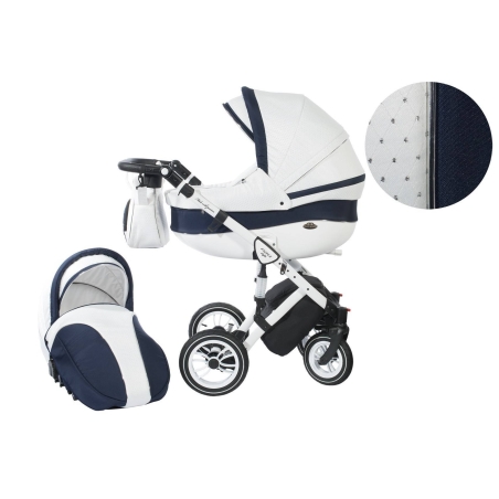 Количка Baby Merc 2 в 1 модел Style бяла с тъмно синьо