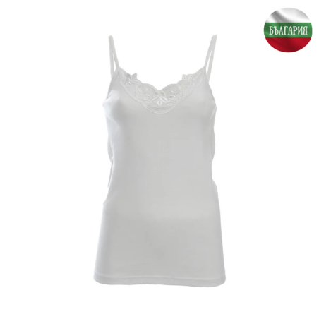 Дамски корсаж - Тънка презрамка с дантела - Рипс - Бял - 2ХL - 060725
