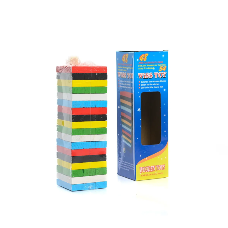 Занимателна игра Дженга - 54 части - Цветна - Дърво - 65652