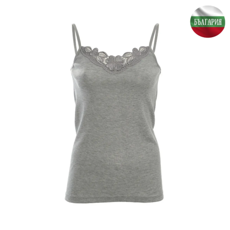 Дамски корсаж - Тънка презрамка с дантела - Рипс - Сив - 2ХL - 060735