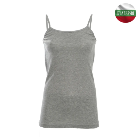 Дамски корсаж - Тънка презрамка с ластик - Рипс - Сив - 2ХL - 060765