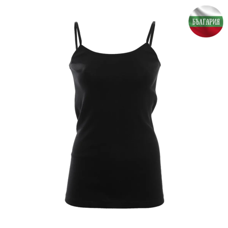 Дамски корсаж - Тънка презрамка с ластик - Рипс - Черен - 2ХL - 060775