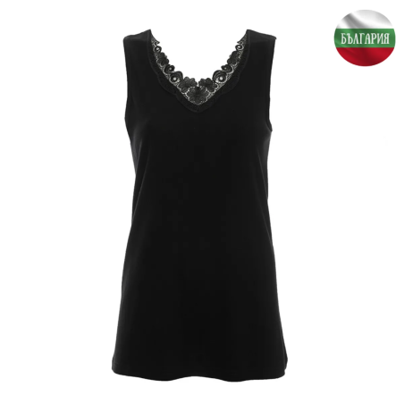 Дамски корсаж - Широка презрамка с дантела - Рипс - Черен - 2ХL - 060845