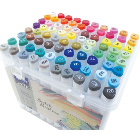 Двувърхи маркери Spree Artist - 80 цвята, в кутия