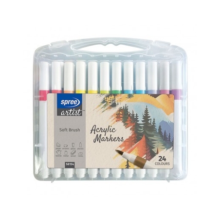 Маркери акрилни Artist Soft Brush, 24 цвята в PP кутия