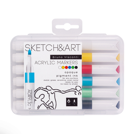 Акрилни маркери Sketch&Art - 6 цв. основни